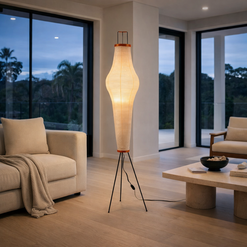 Arvane Tripod Floor Lamp with Paper Shade