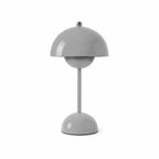 Grey modern mushroom table lamp with glossy metal finish