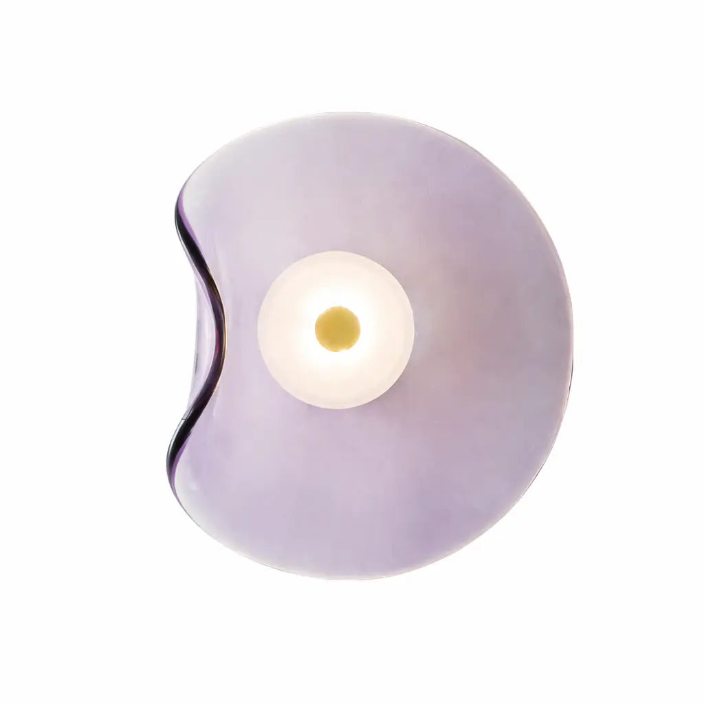Purple organic glass wall light, modern sculptural sconce
