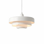 Beige tiered ceiling light with gloss finish.