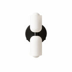 Modern double frosted glass wall sconce in matte black finish