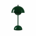 Dark green modern mushroom table lamp with glossy metal finish