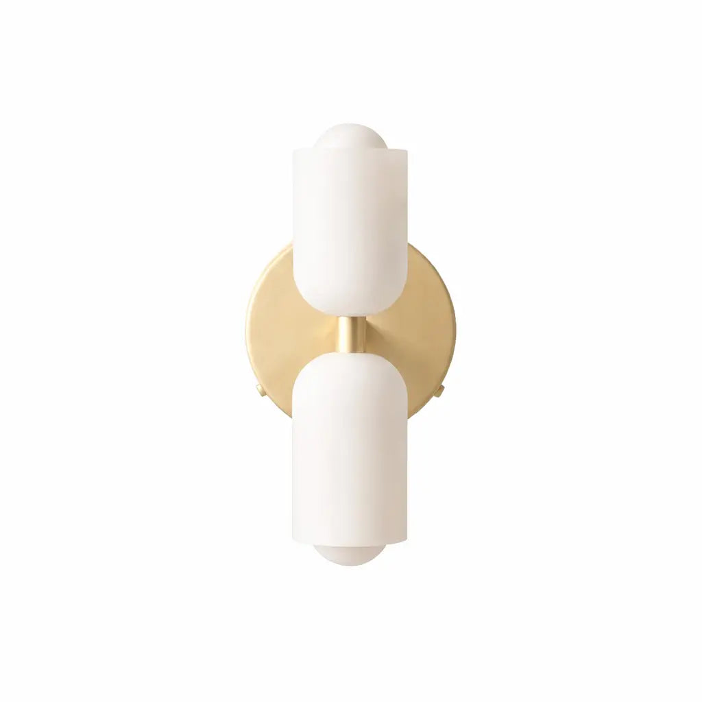 Modern double frosted glass wall sconce in cream finish