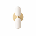 Modern double frosted glass wall sconce in cream finish